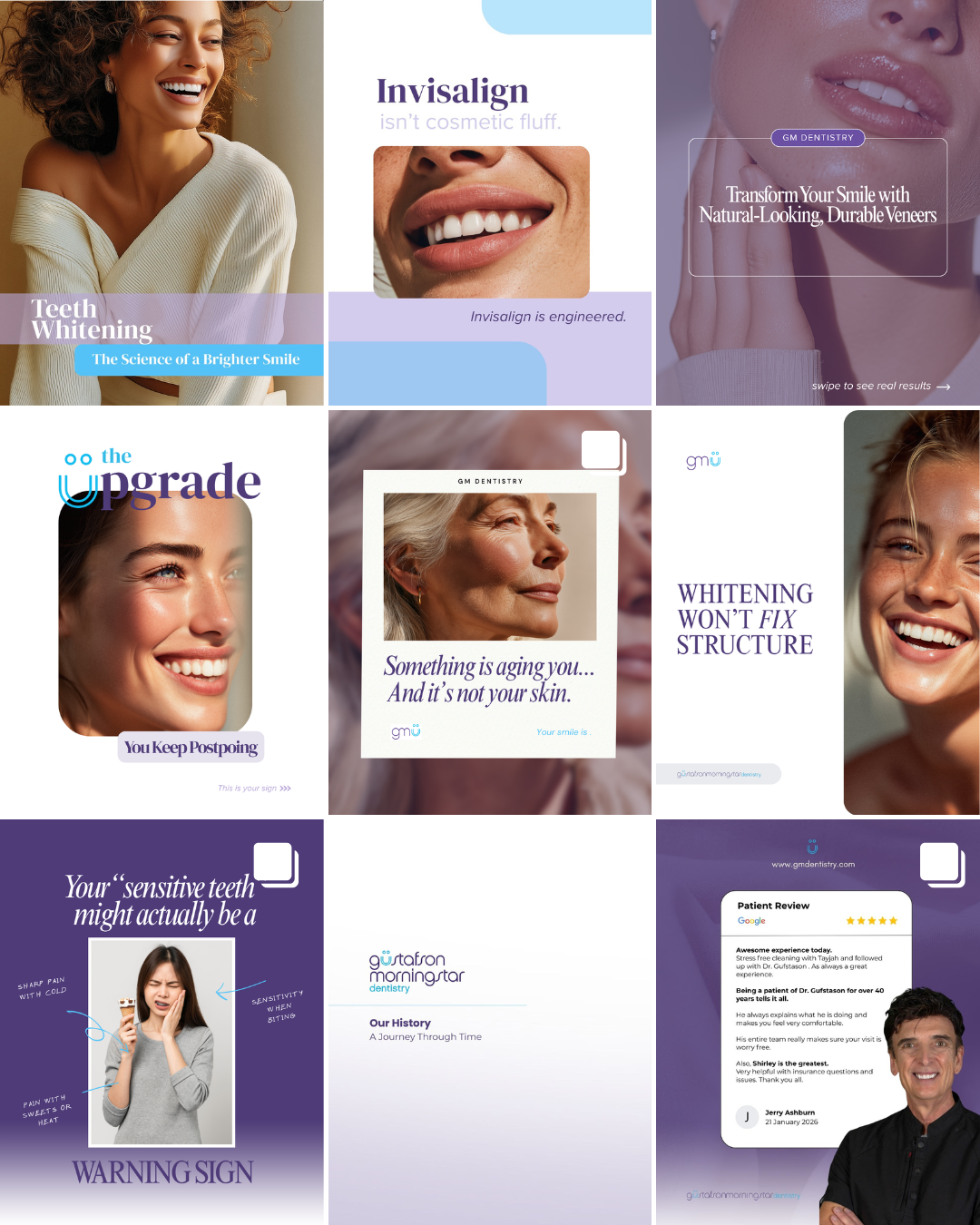Real client Instagram feed — branded dental content created by MOLAR AI